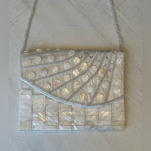 Mad by Design Mother of Pearl Elegant White and Silver Clutch